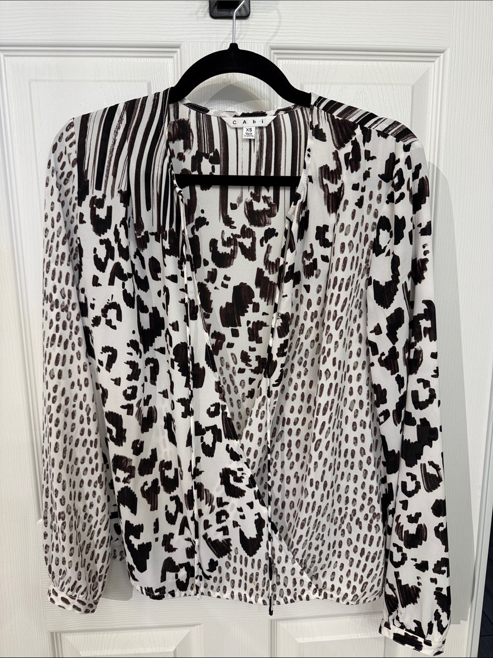 Cabi animal print top wrap size extra small